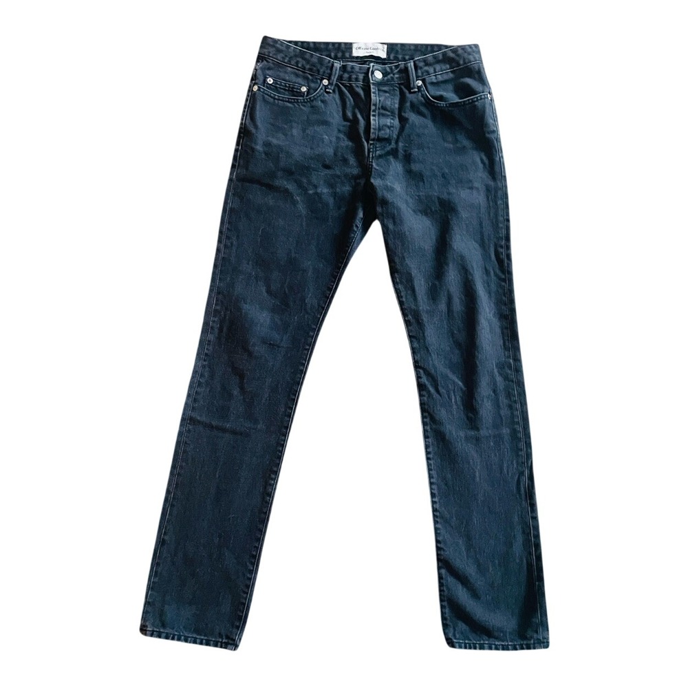 Officine Generale‎ Paris 6e Mens Washed Black Straight Leg Cotton Jeans Size 30